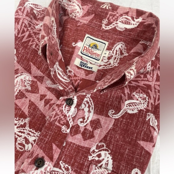pendleton REYN SPOONER coastal cowboy seahorse button-down shirt men M surf Red - Picture 12 of 16